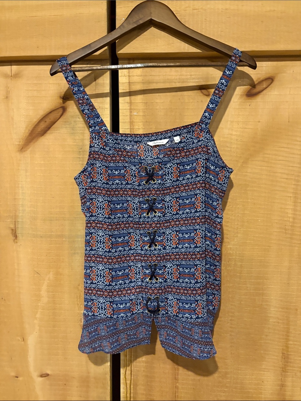 Reitmans Blue and Orange Printed Romper with Nautical Details LRG